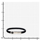 Black Leather With Anchor Steel Clasp Bracelet