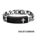 Carbon Fiber Cross And Adjustable Id Bracelet