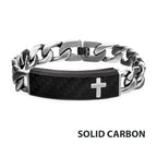 Carbon Fiber Cross And Adjustable Id Bracelet