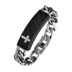Carbon Fiber Cross And Adjustable Id Bracelet