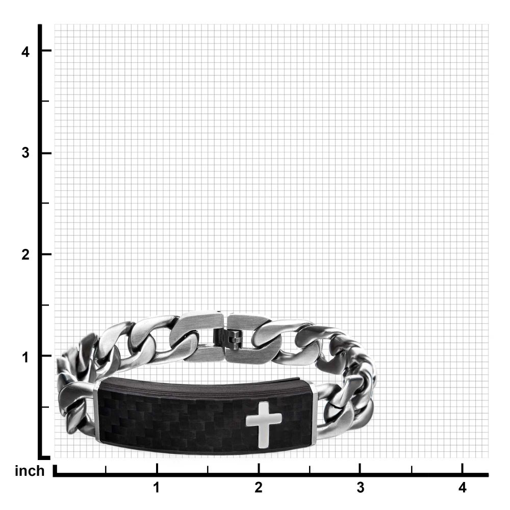 Carbon Fiber Cross And Adjustable Id Bracelet
