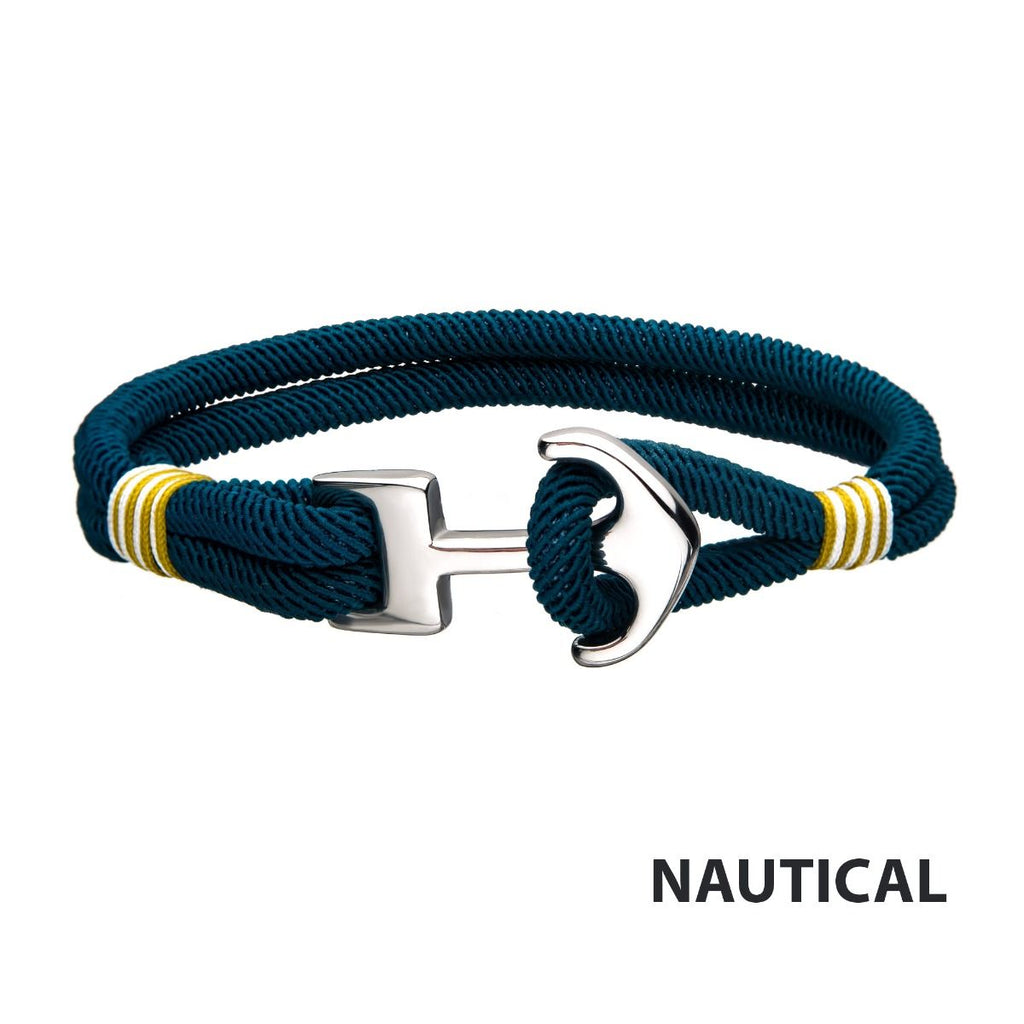 Blue Paracord Rope With Steel Anchor Clasp Bracelet (br32010)