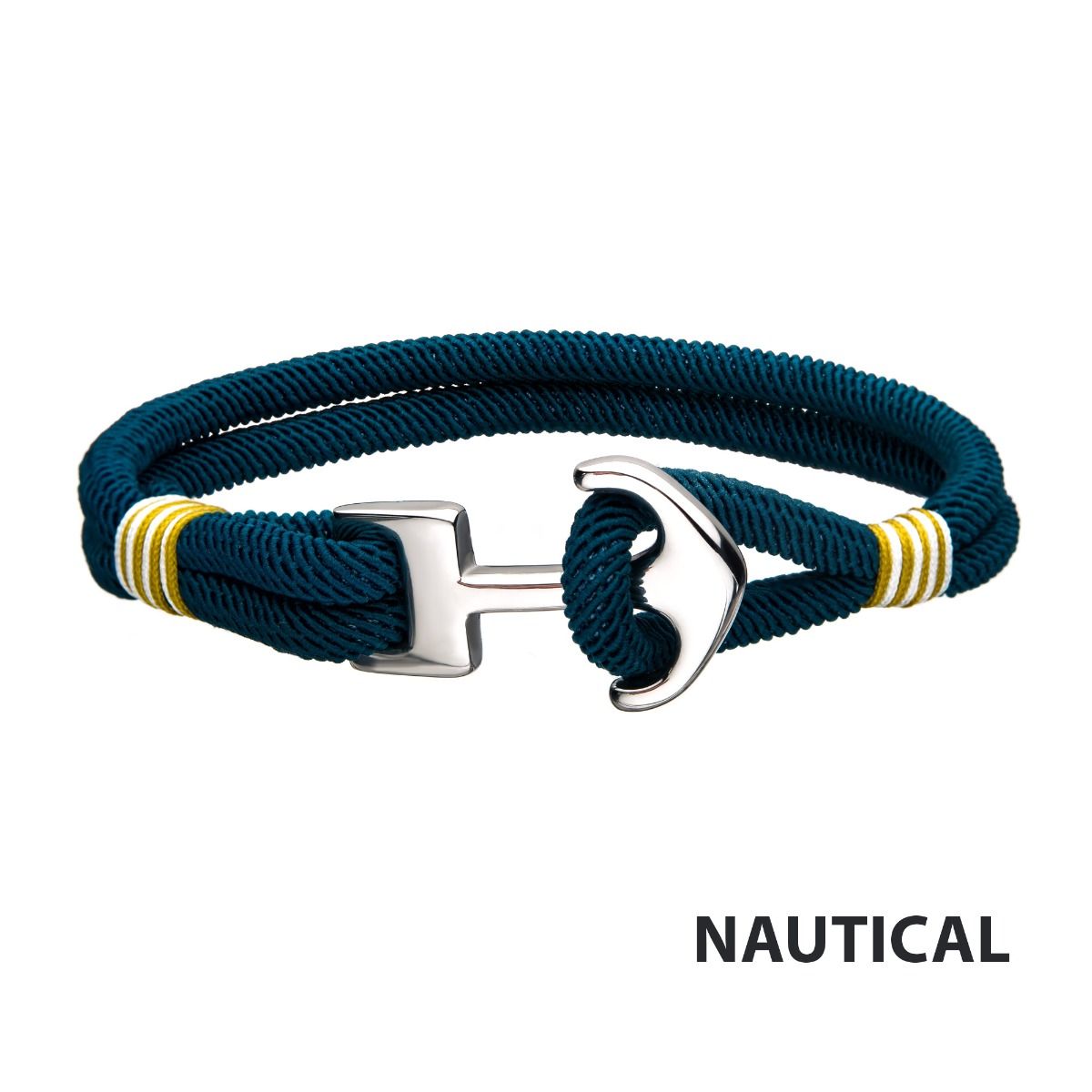 Blue Paracord Rope With Steel Anchor Clasp Bracelet (br32010)