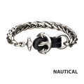 And Finish Anchor With Black Leather Chain Bracelet (br37698)