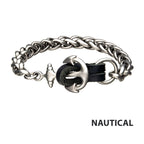 And Finish Anchor With Black Leather Chain Bracelet (br37698)