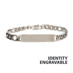 Steel Engravable Double Id Plate With Curb Chain Bracelet
