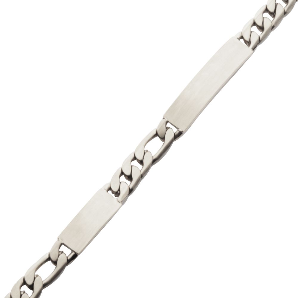 Steel Engravable Double Id Plate With Curb Chain Bracelet