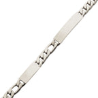 Steel Engravable Double Id Plate With Curb Chain Bracelet