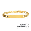 18k Gold Ip Engravable Double Id Plate With Curb Chain Bracelet