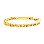 18k Gold Ip Engravable Id Block With Franco Chain Bracelet