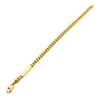 18k Gold Ip Engravable Id Block With Franco Chain Bracelet