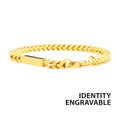 18k Gold Ip Engravable Id Block With Franco Chain Bracelet
