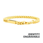18k Gold Ip Engravable Id Block With Franco Chain Bracelet
