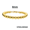 8mm Polished Finish 18Kt Gold IP Steel Bead Bracelet