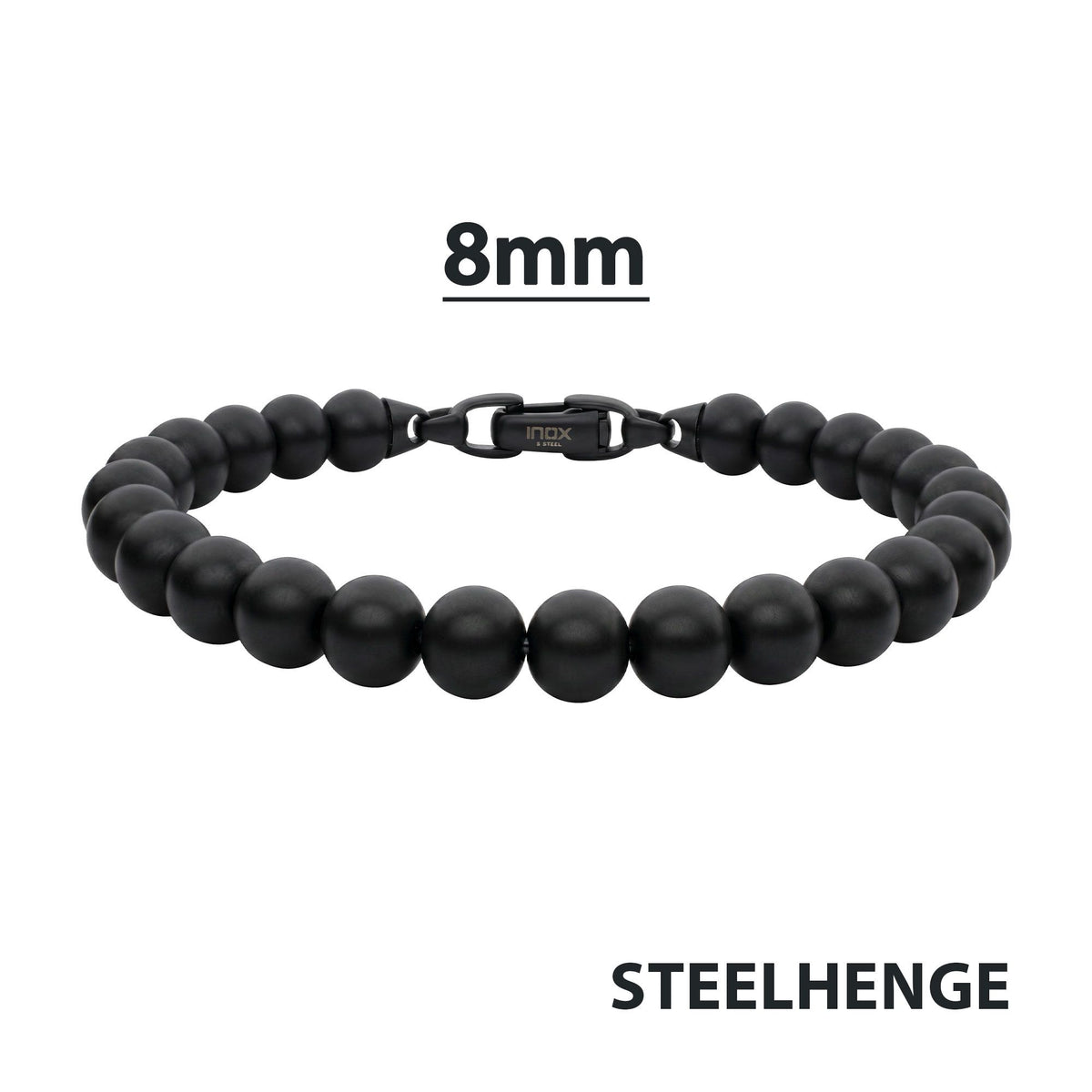 8mm Matte Black IP Steel Bead Bracelet