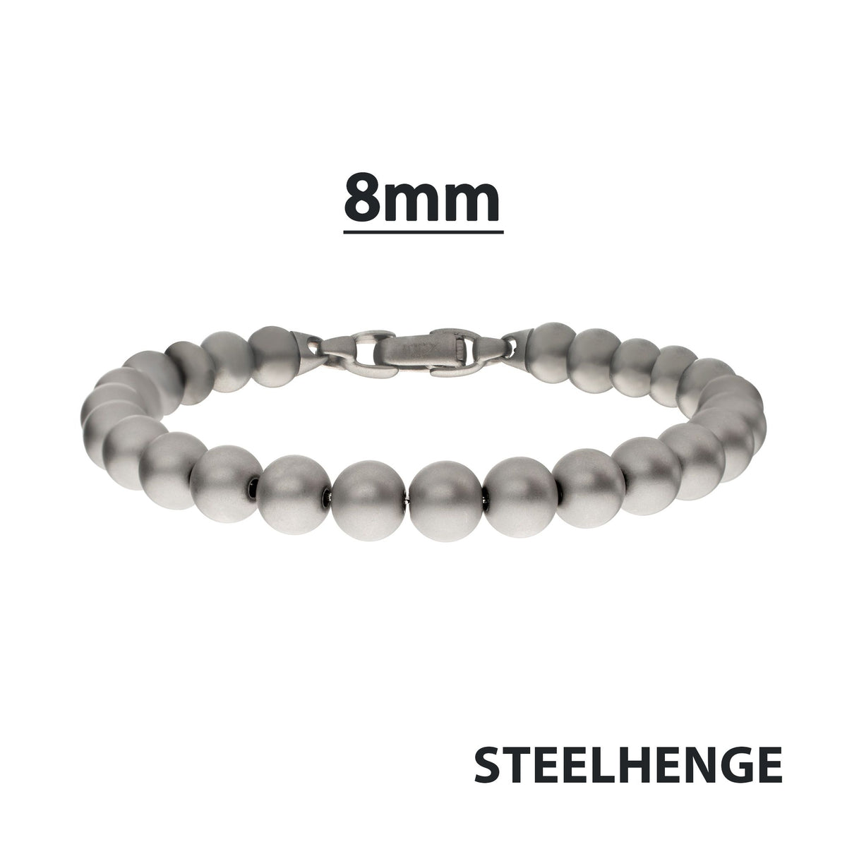 8mm Matte Steel Bead Bracelet