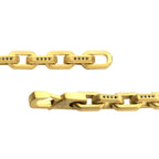8mm Matte Finish 18Kt Gold IP Stainless Steel Faceted Interlock Link Chain Bracelet with 1mm Black Spinel