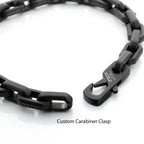 8mm Matte Finish Black IP Stainless Steel Faceted Interlock Link Chain Bracelet with 1mm Black Spinel