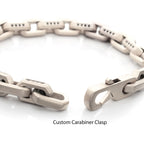 8mm Matte Finish Stainless Steel Faceted Interlock Link Chain Bracelet with 1mm Black Spinel