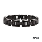 Black IP Steel with Matte Finish Pyramid Stud Pattern & High Polished Finish Link Bracelet