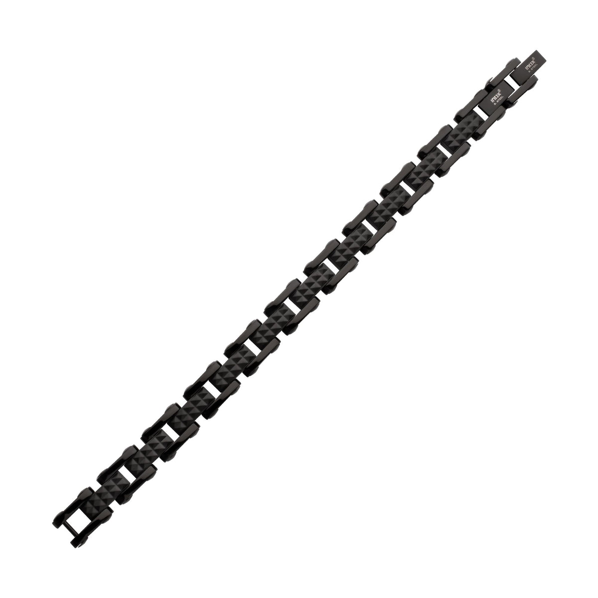 Black IP Steel with Matte Finish Pyramid Stud Pattern & High Polished Finish Link Bracelet