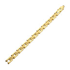 18Kt Gold IP Steel with Matte Finish Pyramid Stud Pattern & High Polished Finish Link Bracelet
