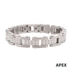 Stainless Steel Matte Finish Pyramid Stud Pattern Link Bracelet