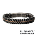 Allegiance Stainless Steel Bracelets with Brown Wax Cord binding 2 Antique Brushed Foxtail Links (brswirb010mbn)