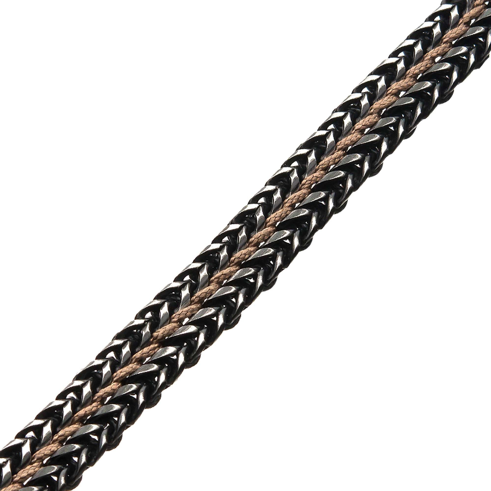 Allegiance Stainless Steel Bracelets with Brown Wax Cord binding 2 Antique Brushed Foxtail Links (brswirb010mbn)