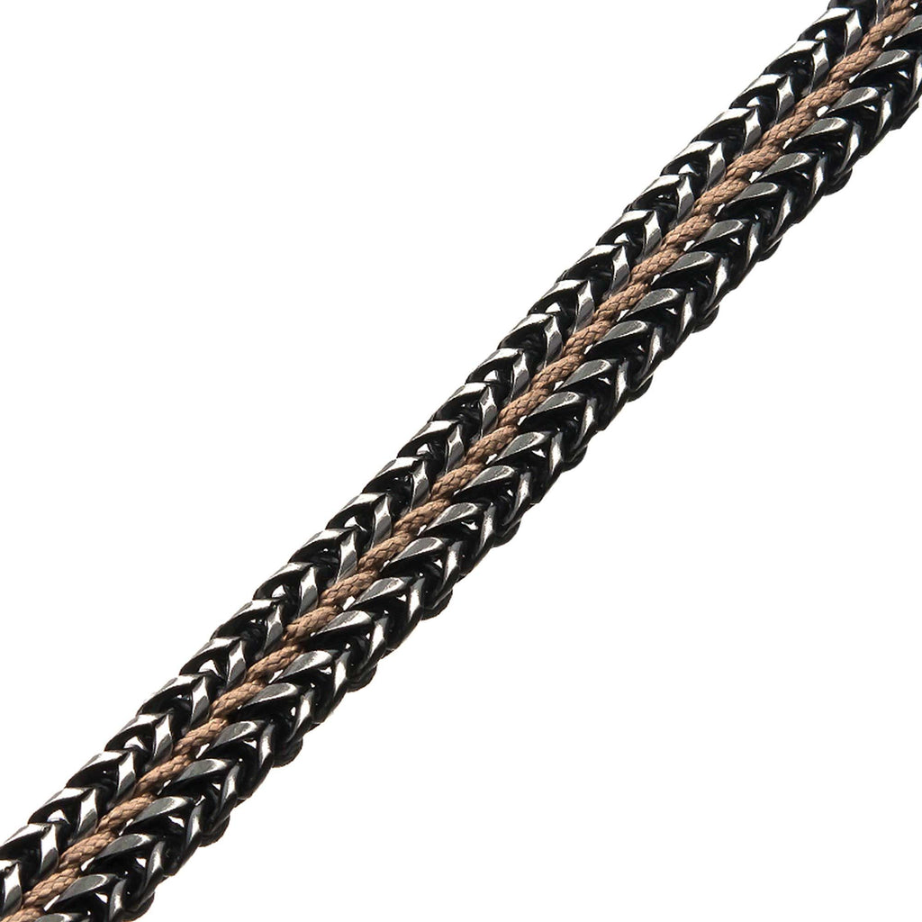 Allegiance Stainless Steel Bracelets with Brown Wax Cord binding 2 Antique Brushed Foxtail Links (brswirb010mbn)