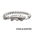 Polished Steel Wheat Chain With Fishbone On Hook Clasp Bracelet