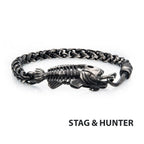 Gun Metal Plated Wheat Chain With Fishbone On Hook Clasp Bracelet