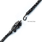 Gun Metal Plated Wheat Chain With Fishbone On Hook Clasp Bracelet