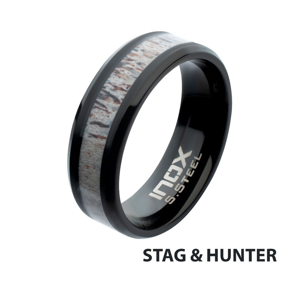 Black Ip Deer Antler Inlay Ring (fr003k)