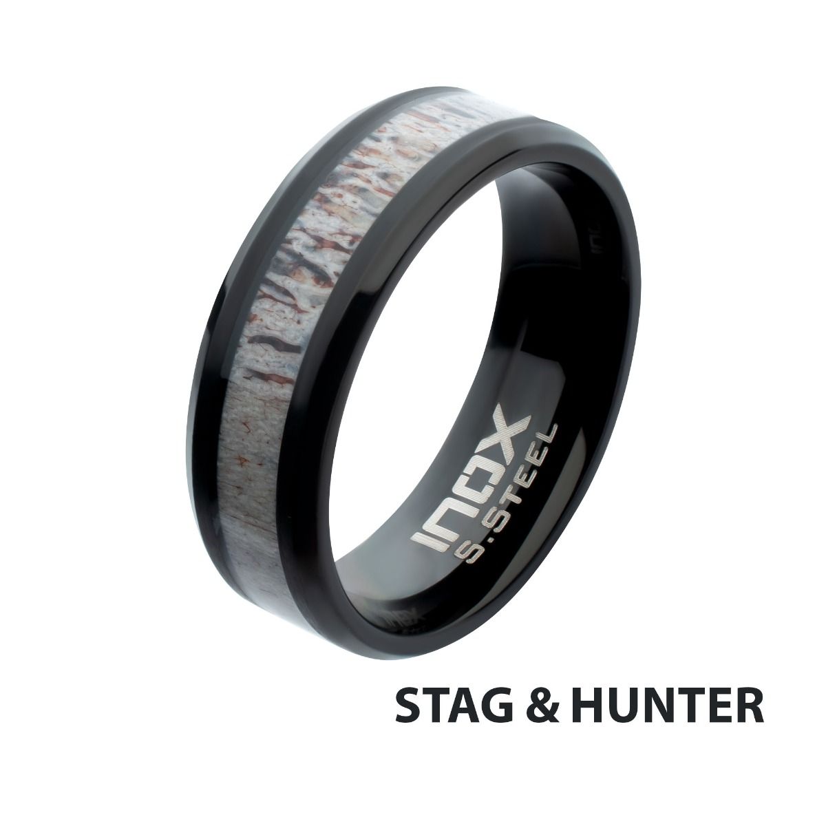Black Ip Deer Antler Inlay Ring (fr003k)