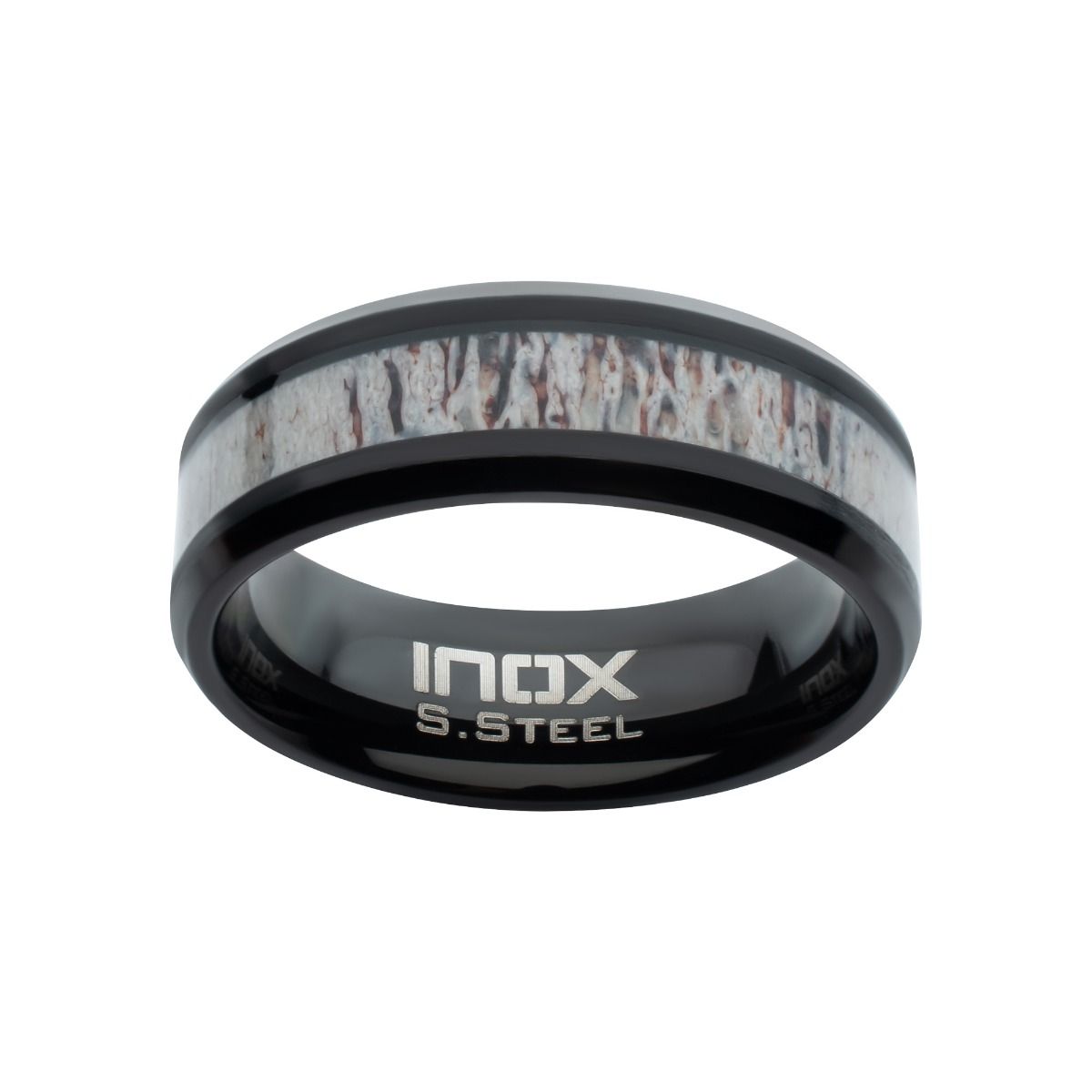Black Ip Deer Antler Inlay Ring (fr003k)