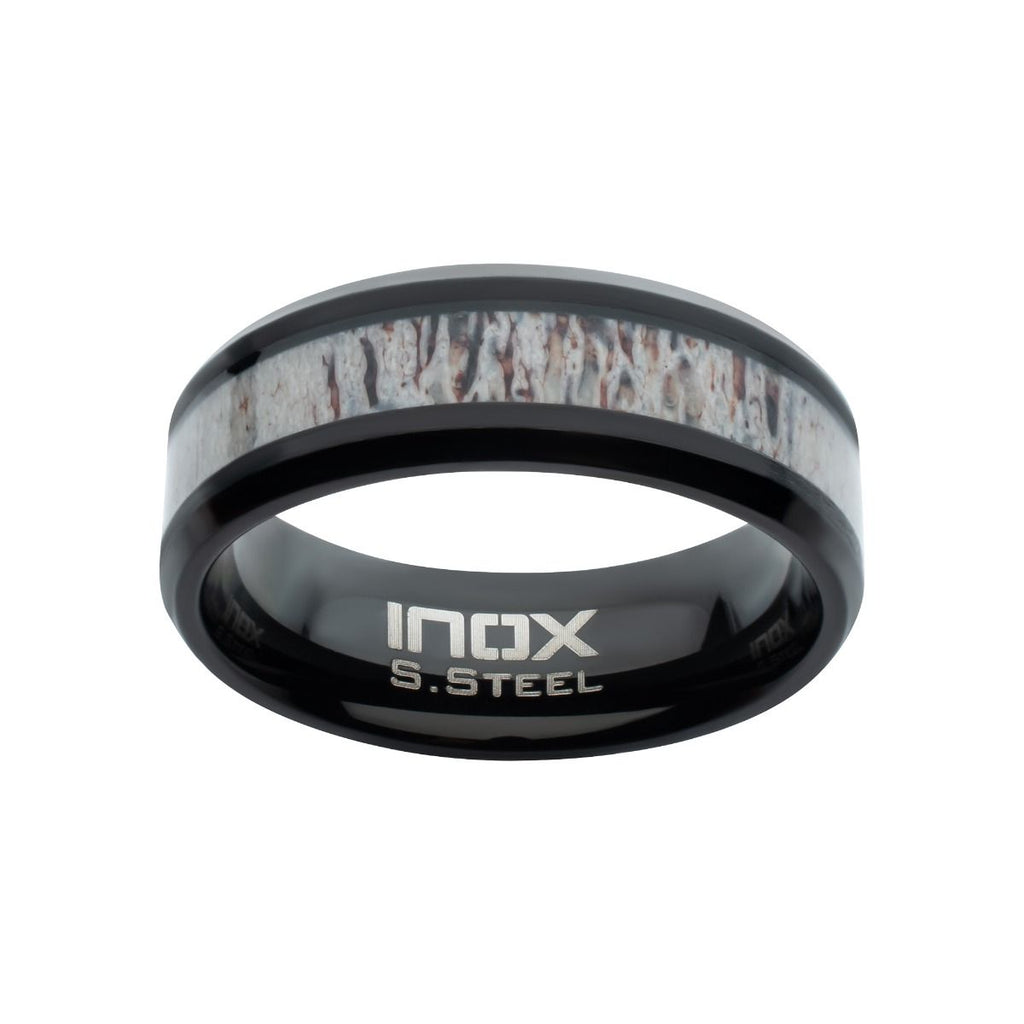Black Ip Deer Antler Inlay Ring (fr003k)