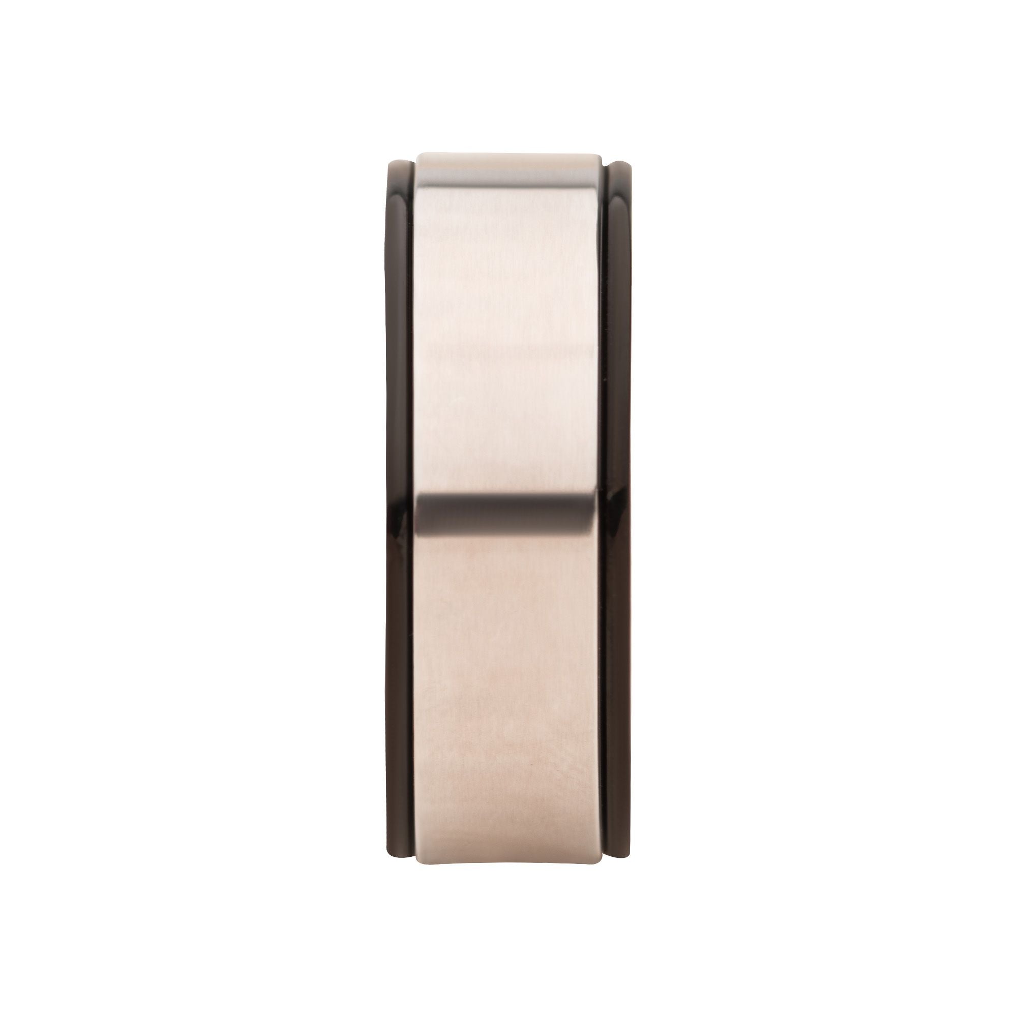 Steel Matte Finish With Rose Gold Ip Black Ip Ring (fr064rg)