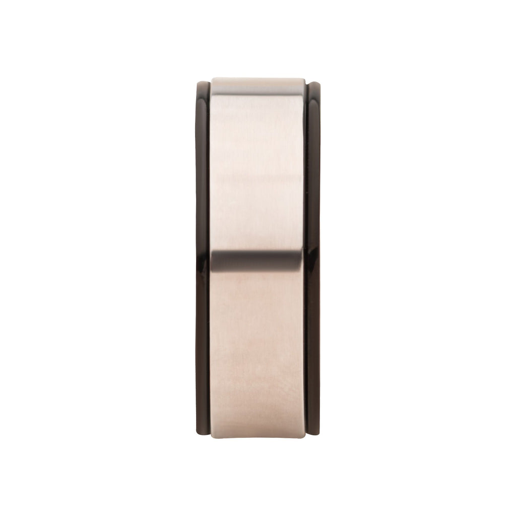 Steel Matte Finish With Rose Gold Ip Black Ip Ring (fr064rg)