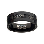 Antiqued Black Ip Carbon Fiber Ring (fr079)