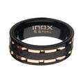 Rose Gold Ip Black Ip Lines Carbon Fiber Ring (fr085rg)