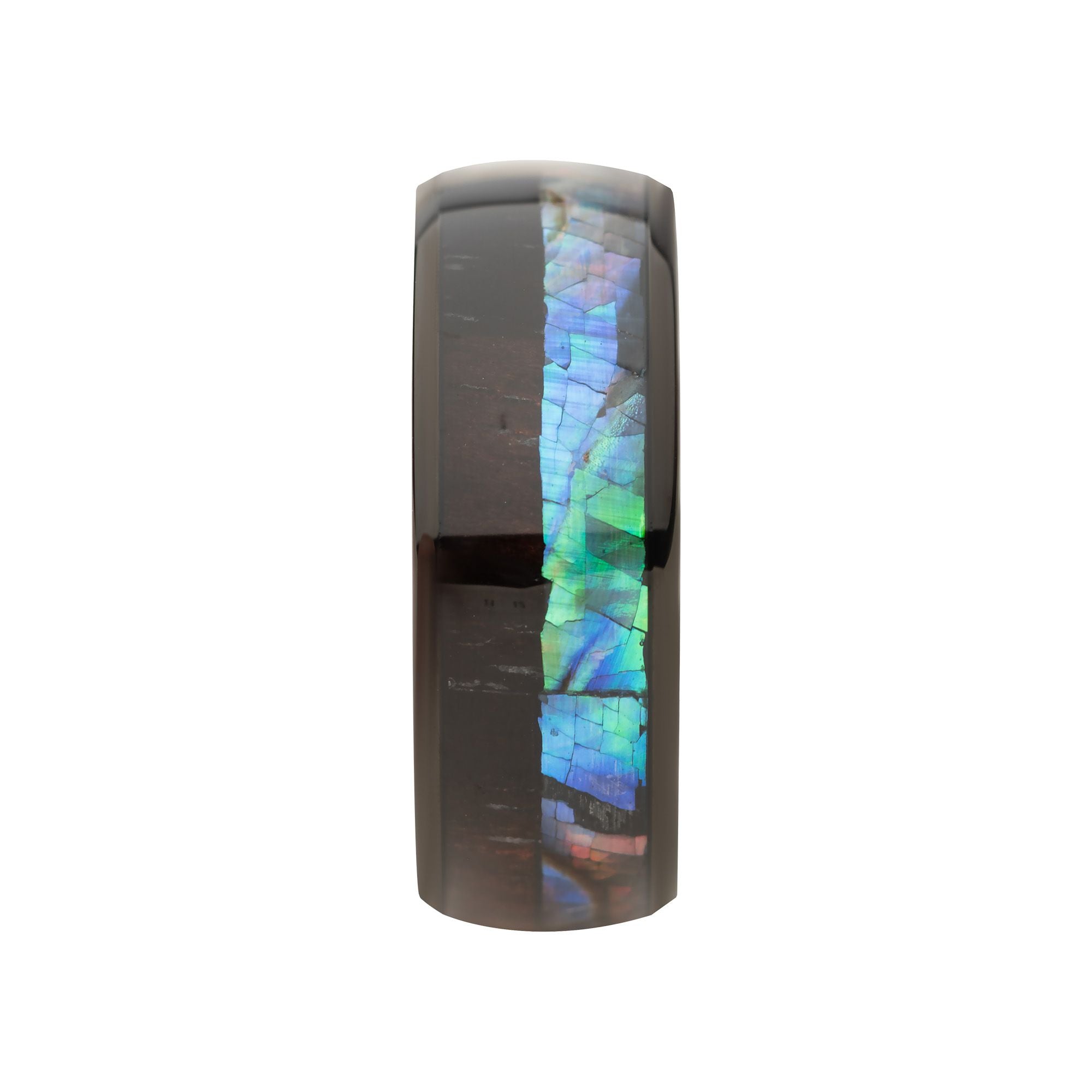 Black Ip Abalone Shell Ebony Wood Inlay Ring (fr129k)