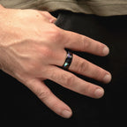Black Ip Abalone Shell Ebony Wood Inlay Ring (fr129k)