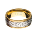Gold Ip Edge With Steel Weave Ring (fr16889gp)