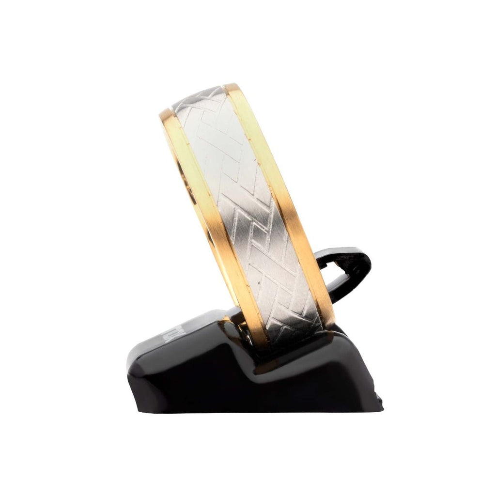 Gold Ip Edge With Steel Weave Ring (fr16889gp)