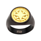 18kt Gold Ip Wayfinder Compass Black Ip Signet Ring (fr17420)