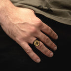 18kt Gold Ip Wayfinder Compass Black Ip Signet Ring (fr17420)