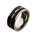 Stainless Steel Rose Gold Ip Black Ip Raised Wave Ring (fr21165rg)