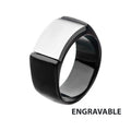 Two Tone Steel Black Ip Engraveable Signet Ring