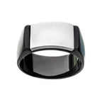 Two Tone Steel Black Ip Engraveable Signet Ring